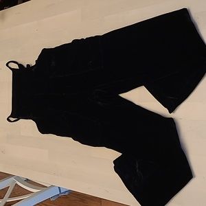 EUC Free People Weekender Black Crushed Velvet Jumpsuit/Overalls